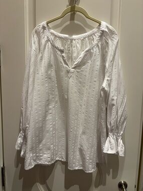 Tommy Bahama White Textured Peasant Tunic
